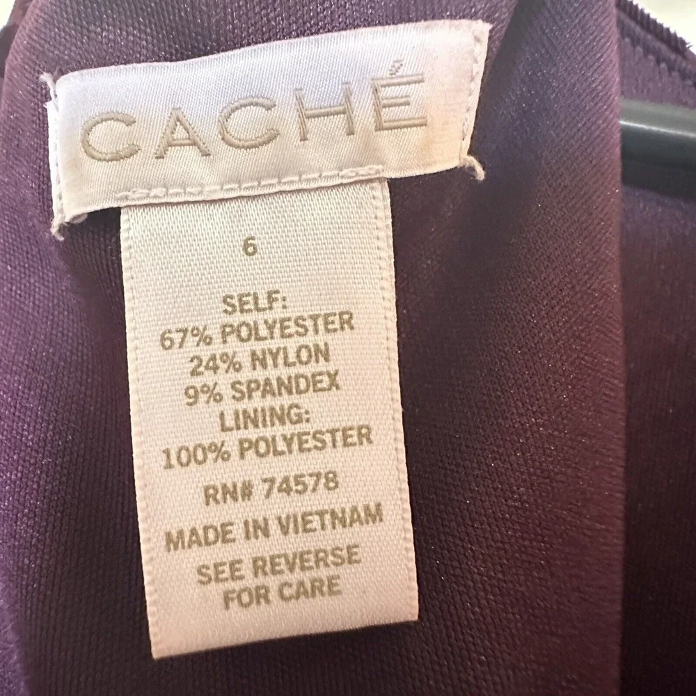 Cache Purple Leopard Y2K Velvet Bodycon Cocktail Dress 3/4 Mesh Sleeve Size 6 - Picture 15 of 16